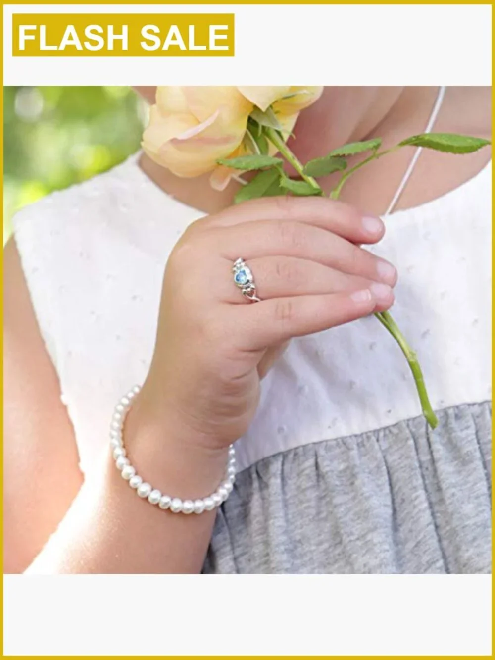 Sterling Silver Simulated CZ Heart Birthstone Ring for Girls - 925